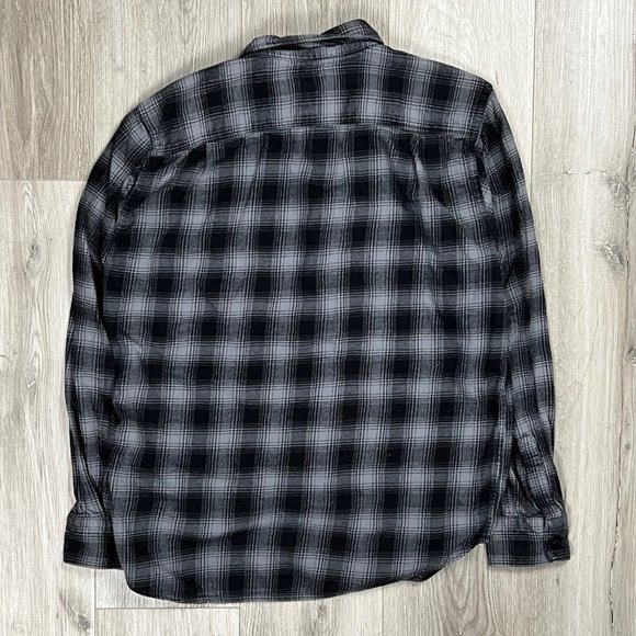 Uniqlo Men's Plaid Black/Grey Medium Button Down Shirt - Picture 3 of 6